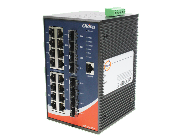 ORing GigE 16x 10/100/1000TX + 8x SFP Managed Industrial Switch